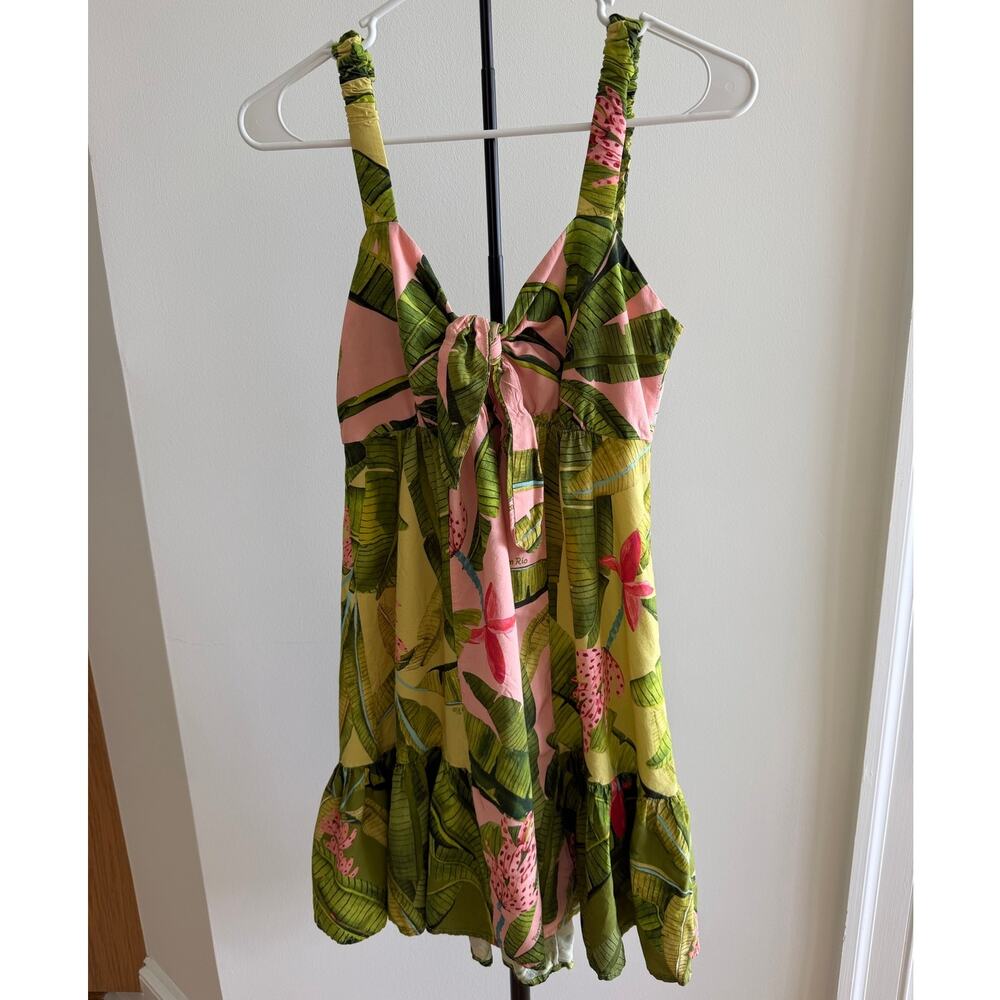 Farm Rio Mini Dress Size Small Banana Leaf Print